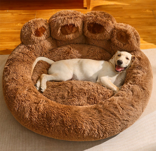 Giant Paw-Shaped Plush Dog Bed – Ultra-Soft Calming Nest